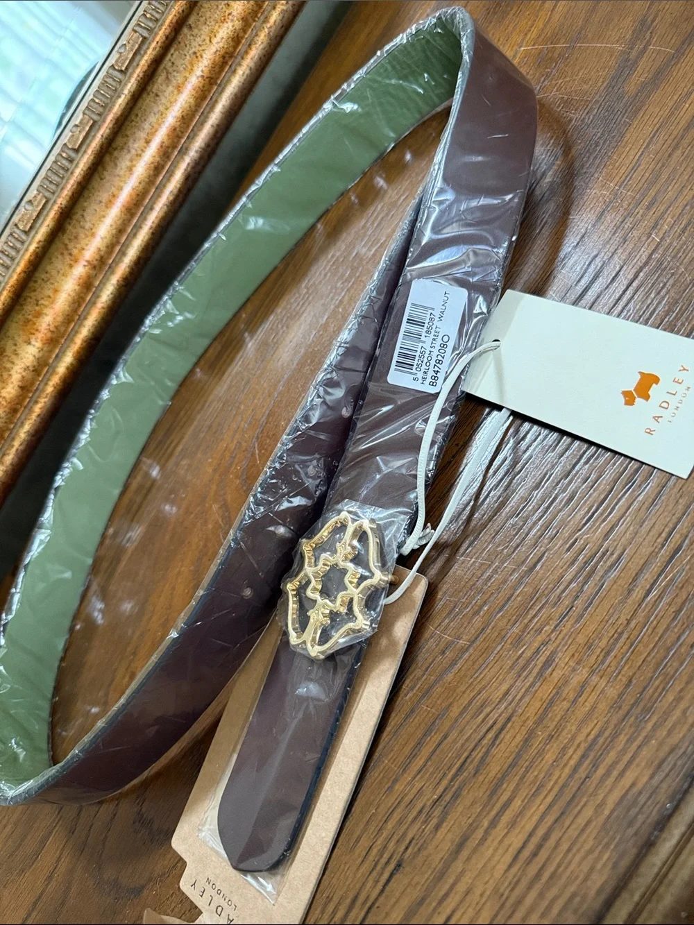 RADLEY LONDON Adjustable Dark Brown Leather Belt with Gold Buckle.